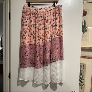 Anthropologie Laia Floral Midi Skirt XL